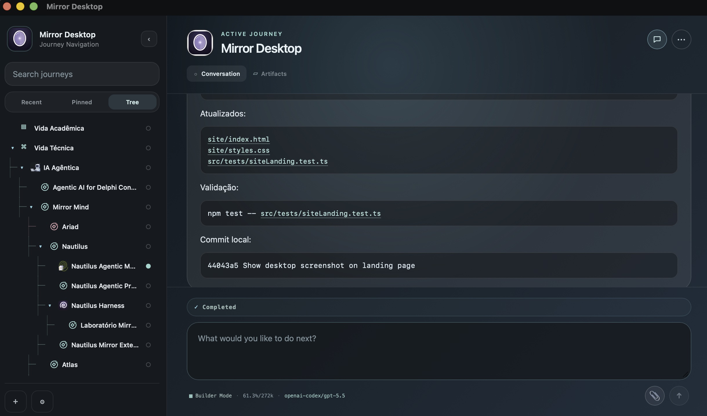 Mirror Desktop application screenshot using the Tide theme